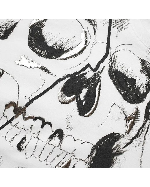 McQueen White Skull Print T-Shirt for men