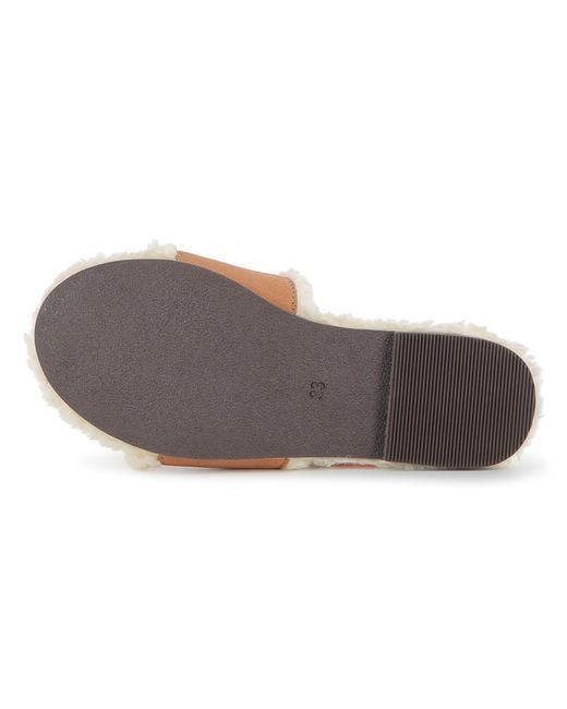 Chloé White Shearling-Effect Logo-Embroidered Sandals