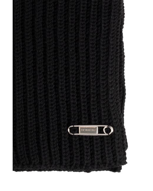 Givenchy Black Ribbed Pin-Detail Scarf for men