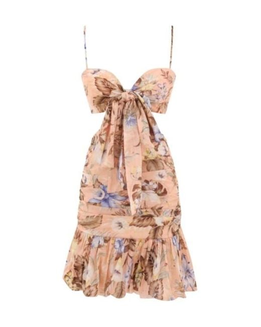 Zimmermann Pink Coco Bow Front Mini Dress