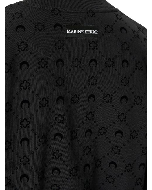 MARINE SERRE Black Round-Neck Long-Sleeved Sweater for men