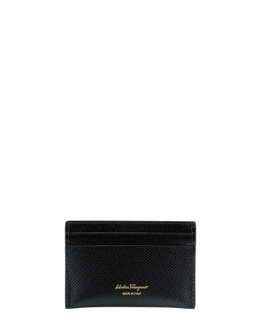 Ferragamo Black Ferragamo Gancini Bifold Card Holder Wallet