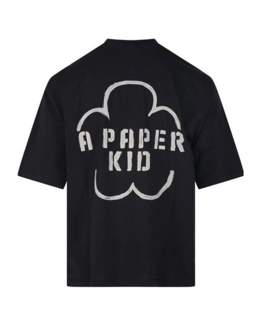 A PAPER KID Black Logo Cotton T-Shirt for men