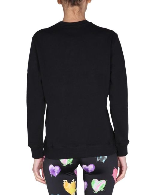 MSGM Black Logo-Print Crew Neck Sweatshirt