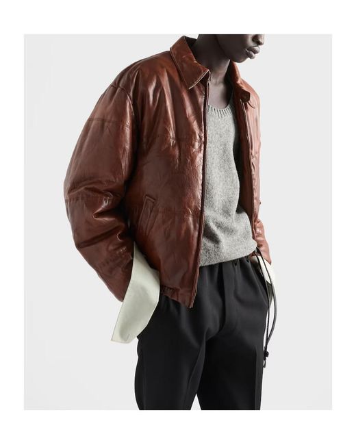 Prada Brown Nappa Leather Jacket for men