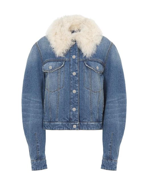 Chloé Blue Shearling-Collar Denim Jacket