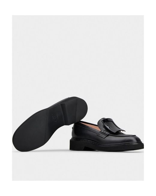 Roger Vivier Black Viv' Rangers Metal Buckle Loafers