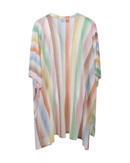 Missoni White Striped Short Caftan Cover-Up