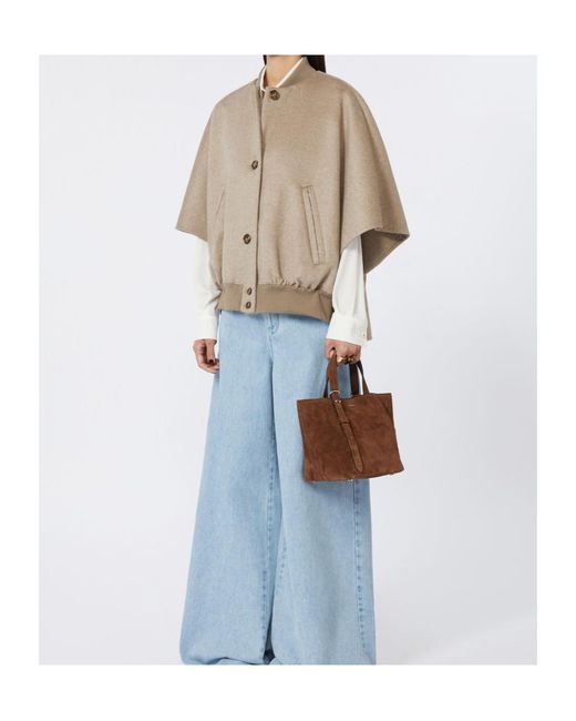 Max Mara Brown Extra-Small Split Leather Archetipo Bag