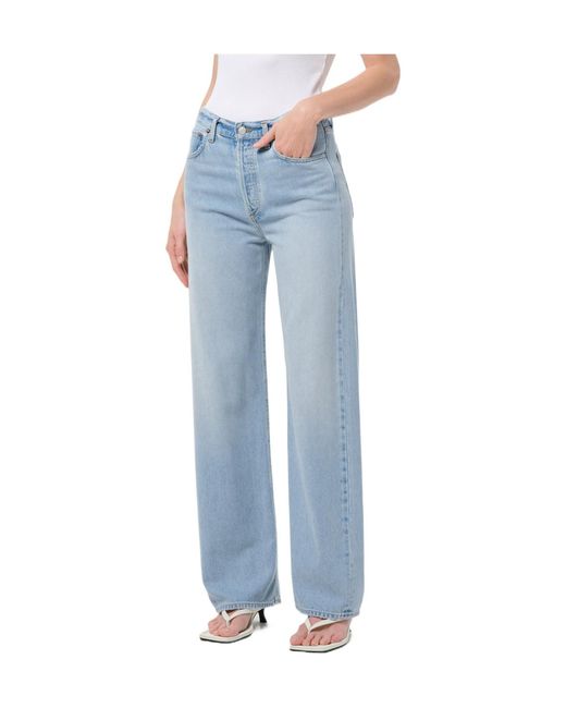 Agolde Blue Ren 32 High-Rise Wide-Leg Jeans