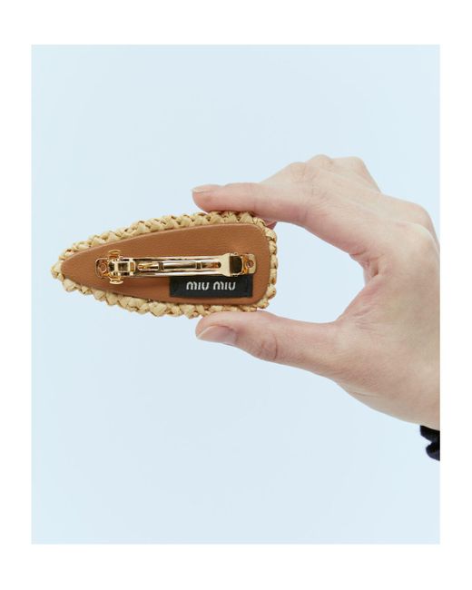 Miu Miu Metallic Woven Fabric Hair Clip
