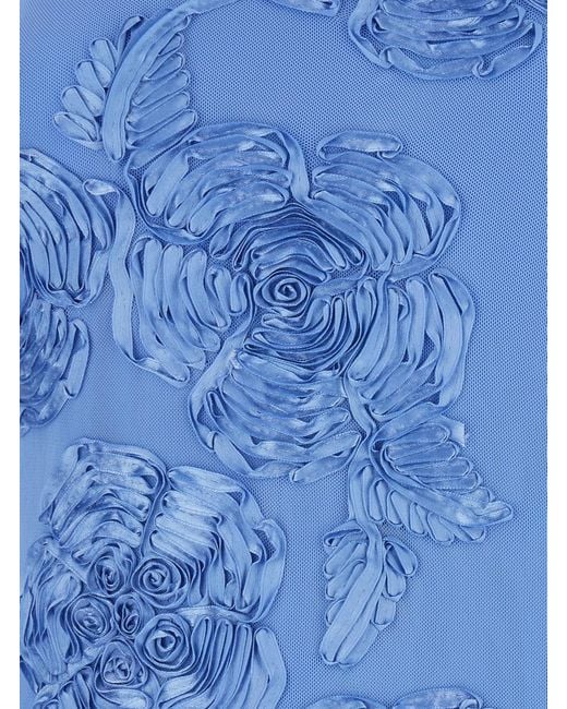 ROTATE BIRGER CHRISTENSEN Blue Hydrangea Beaded Halterneck Dress
