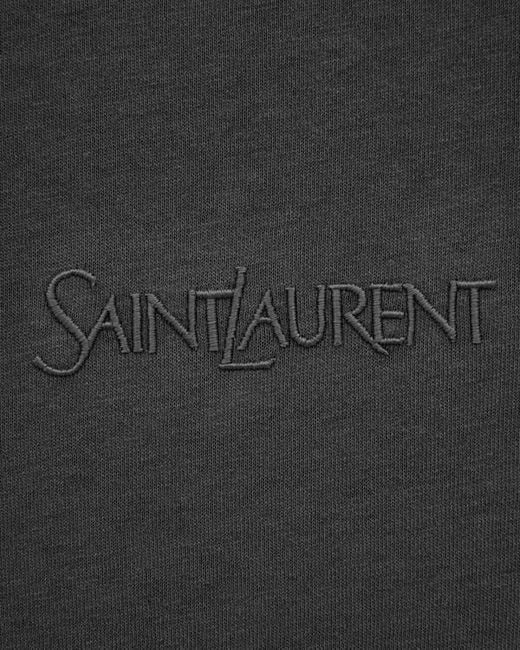 Saint Laurent Black Logo Embroidered Crewneck T-Shirt for men