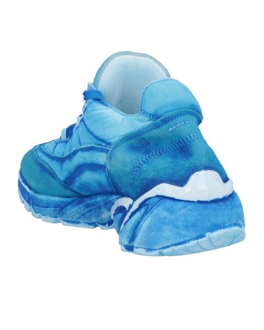 MM6 by Maison Margiela Blue Solid Color Low-Top Sneakers