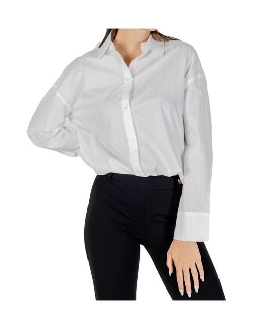 ARMANI EXCHANGE White Logo-Jacquard Long-Sleeve Shirt