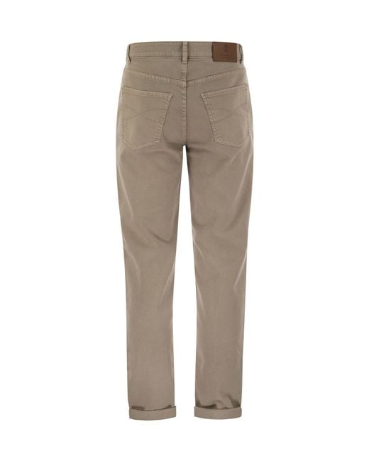 Brunello Cucinelli Gray Logo Patch Straight-Leg Jeans for men
