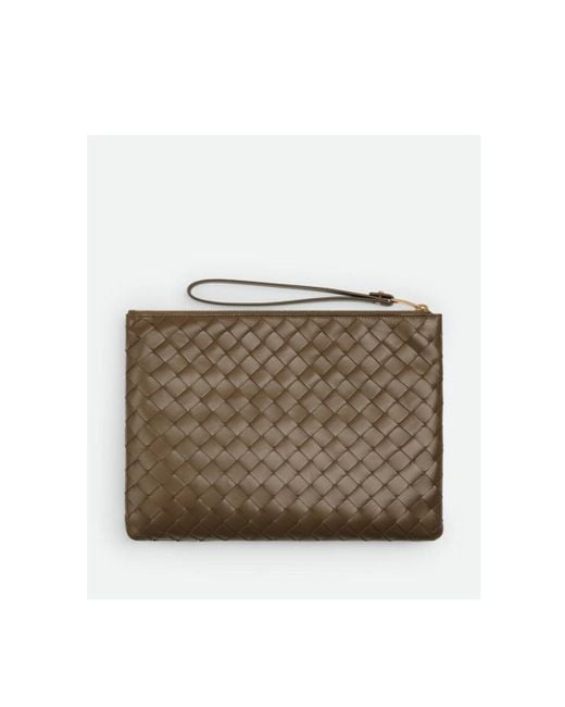 Bottega Veneta Brown Intrecciato Medium Flat Pouch