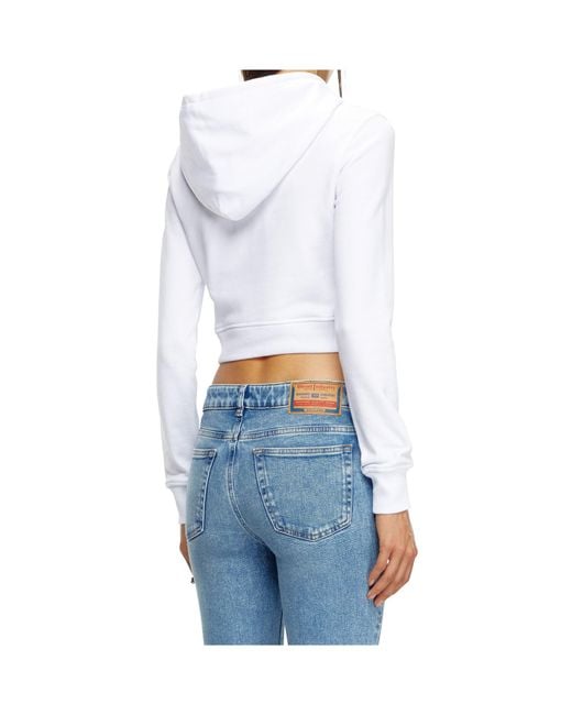 DIESEL White F-Slimmy-Hood-Od Cut-Out Oval D Logo Hoodie