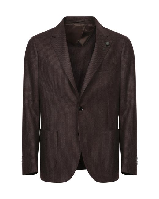 Lardini Black Single Breasted Striped Two-Piece Suit for men
