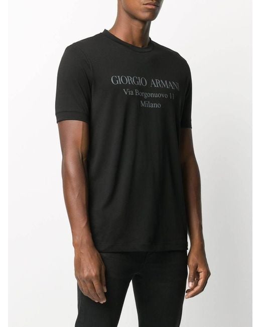 Giorgio Armani Black Logo Printed Crewneck T-Shirt for men