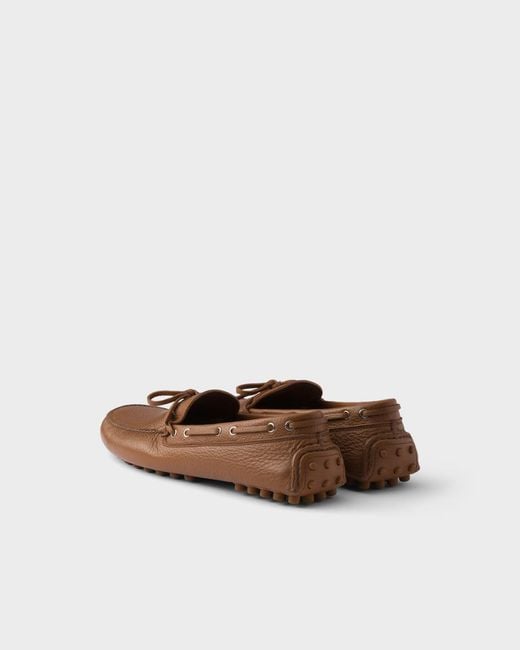 Prada Brown Leather Driving Shoe for men