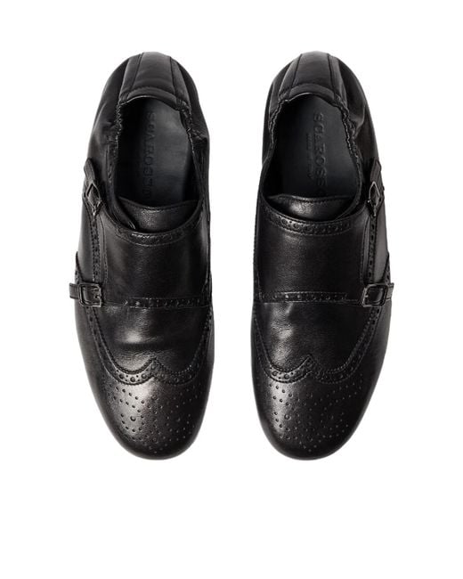 Scarosso Black Johnny Double Monk Strap Shoes for men