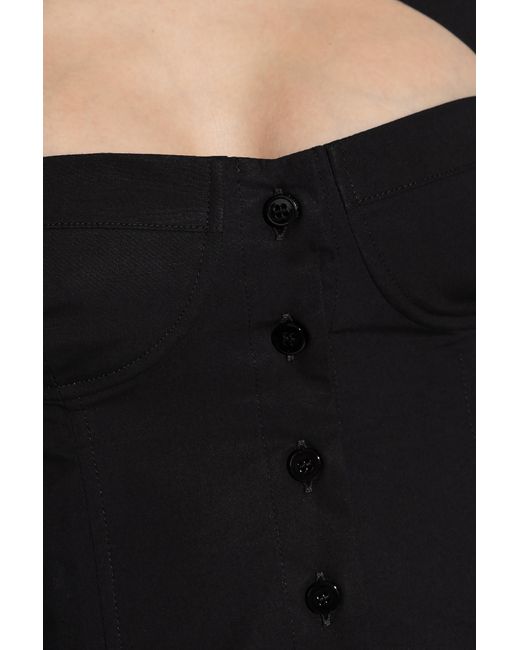 The Attico Black The Cut-Out Corset-Style Long Sleeved Shirt