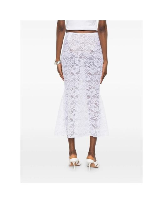 Oseree White Floral-Patterned Skirt