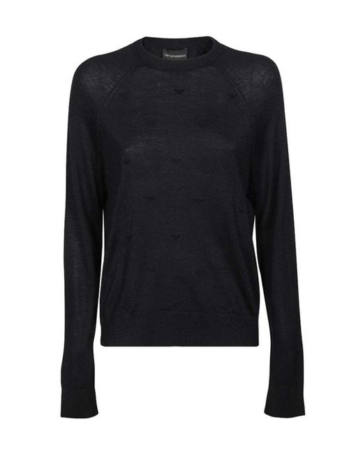Emporio Armani Blue Logo Embroidered Jumper