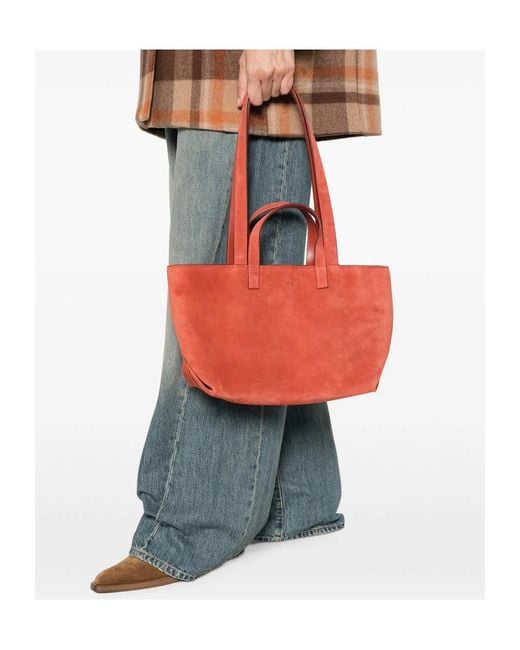 A.P.C. Red Suede Tote Bag