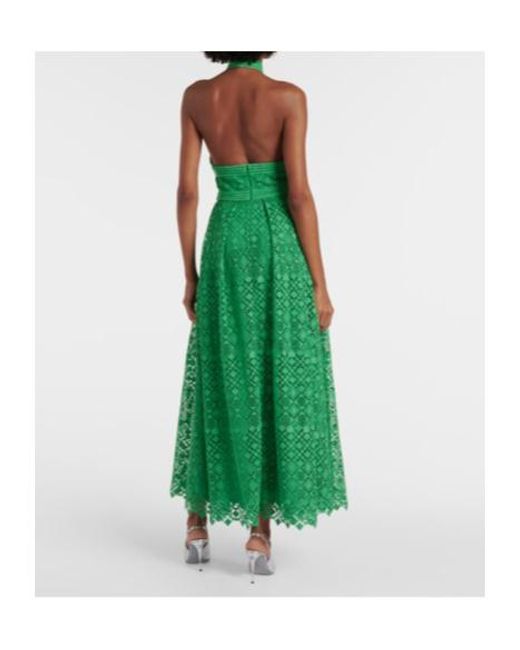 Elie Saab Green Halterneck Midi Dress