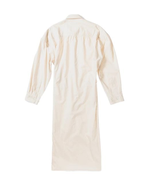 Lemaire White Twist-Detailed Long Sleeved Midi Dress