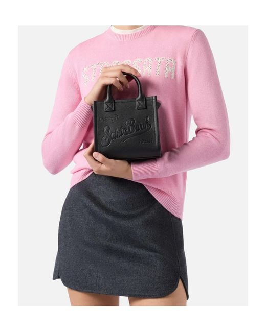 Mc2 Saint Barth Black Grained Leather Tote Bag