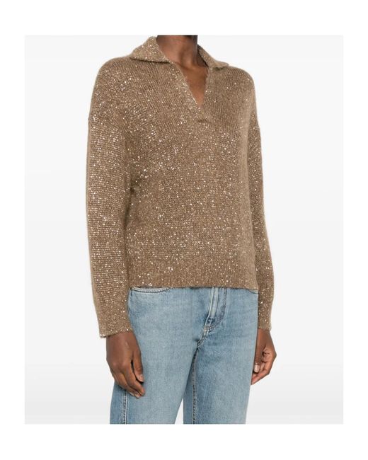 Brunello Cucinelli Brown Long-Sleeve Knit Top