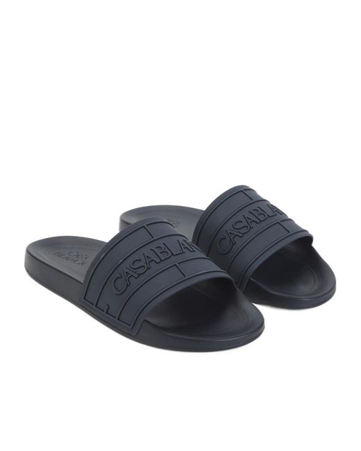 Casablanca Blue Logo-Embossed Sliders for men