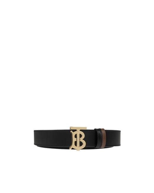 Burberry White Logo Plaque Reversible Buckled Belt