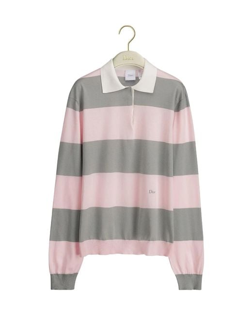 Dior Gray Marinière Long-Sleeved Polo Shirt