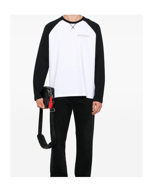 Balmain Black Logo Printed Long-Sleeve T-Shirt for men