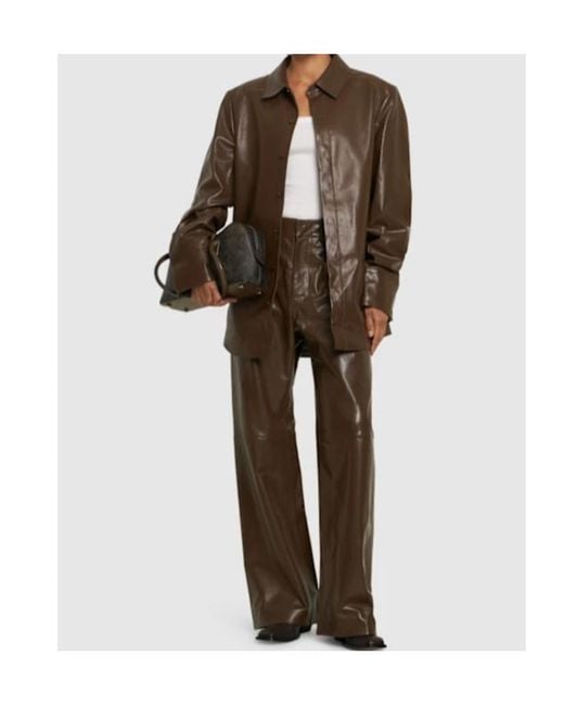 Entire studios Brown Button-Down Leather Shirt