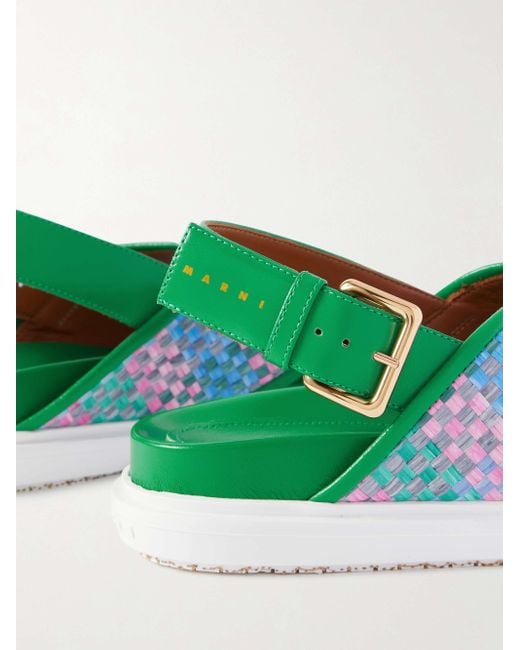 Marni Green Round Head Flat-Soled Sandals
