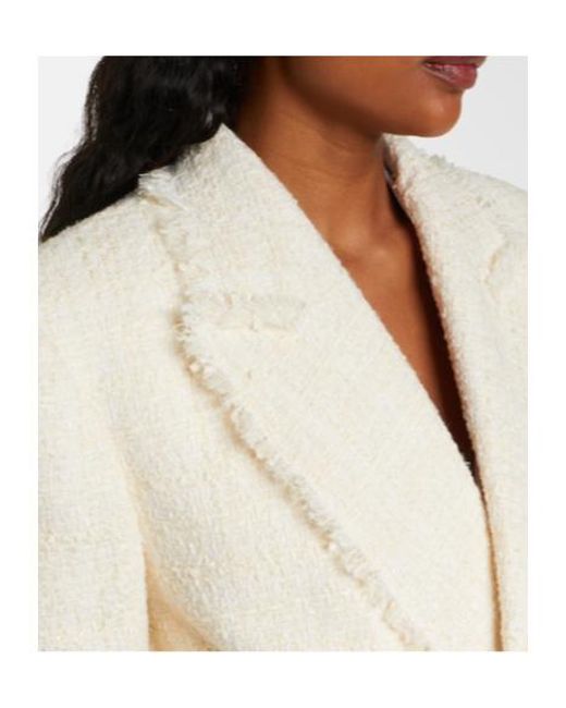 Balmain White Classic Tweed Double-Breasted Blazer