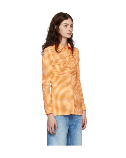 MSGM Orange Checkered Shirt