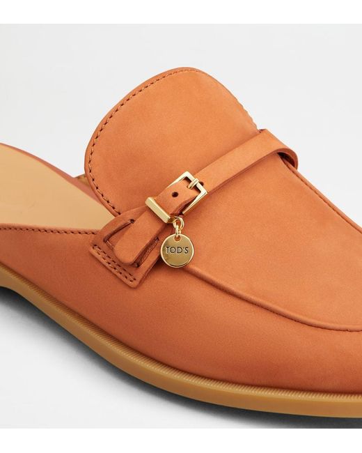 Tod's Brown Buckle Detail Flat Mules