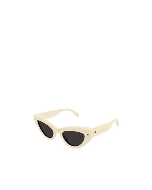 McQueen White Spike-Stud Detail Cat-Eye Sunglasses