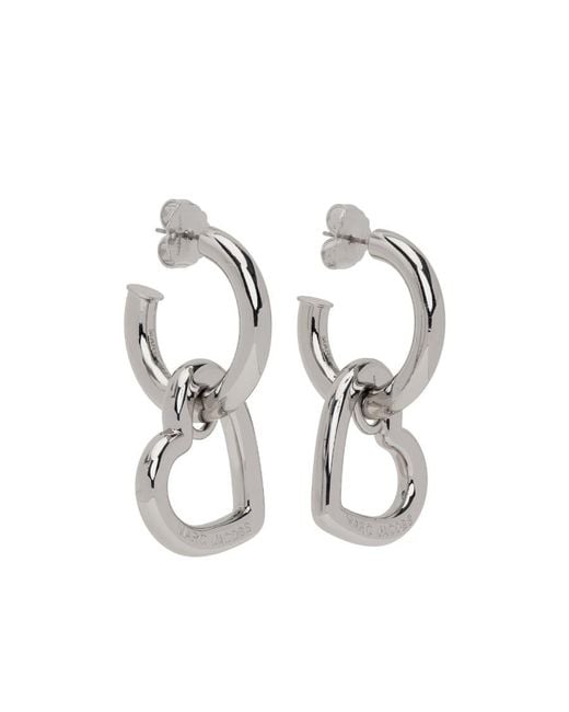 Marc Jacobs White Heart-Detail Hoop Earrings