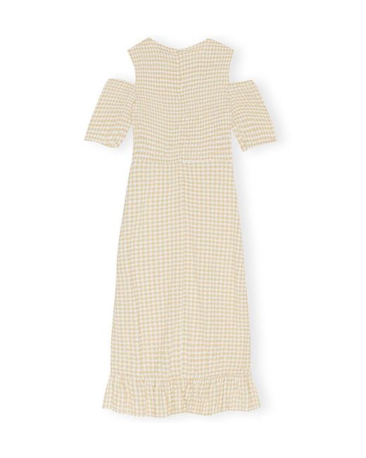 Ganni Natural Stretch Seersucker Smock Dress