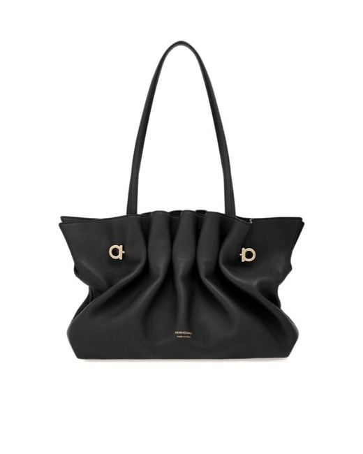Ferragamo Black Ferragamo Soft Medium Shoulder Bag