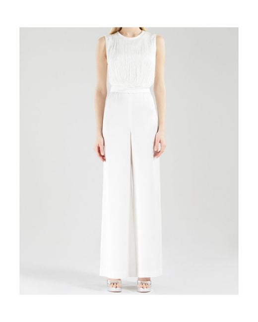 Max Mara White Fluid Satin Jumpsuit
