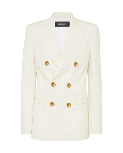 DSquared² White Double-Breasted Blazer