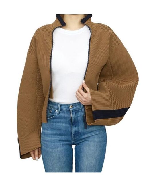 Sacai Brown Zipper Cardigan